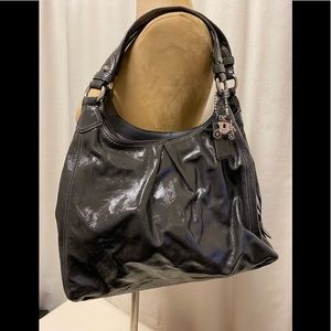 Coach gray patent leather shoulder bag